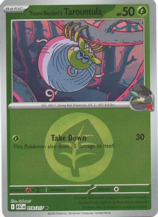 Team Rocket's Tarountula (Energy Symbol Pattern) (018/217) - Reverse Holofoil ME Ascended Heroes - Common