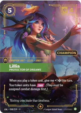 Lillia - Protector of Dreams (Champion) (058/219) - Riftbound Organized Play Promotional Cards Foil