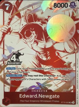 Edward.Newgate (4th Anniversary Treasure Campaign Pack) (ST15-002) - One Piece Promotion Cards Foil