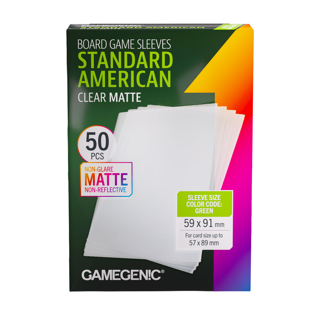 GameGenic Board Game Sleeves: Standard American - Clear Matte (50)