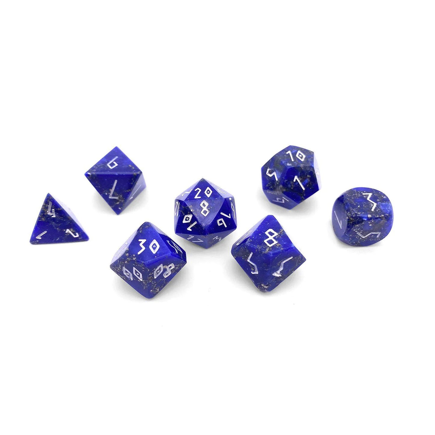 Norse Foundry 7 Die Gemstone RPG Dice Set: Lapis Pyrite