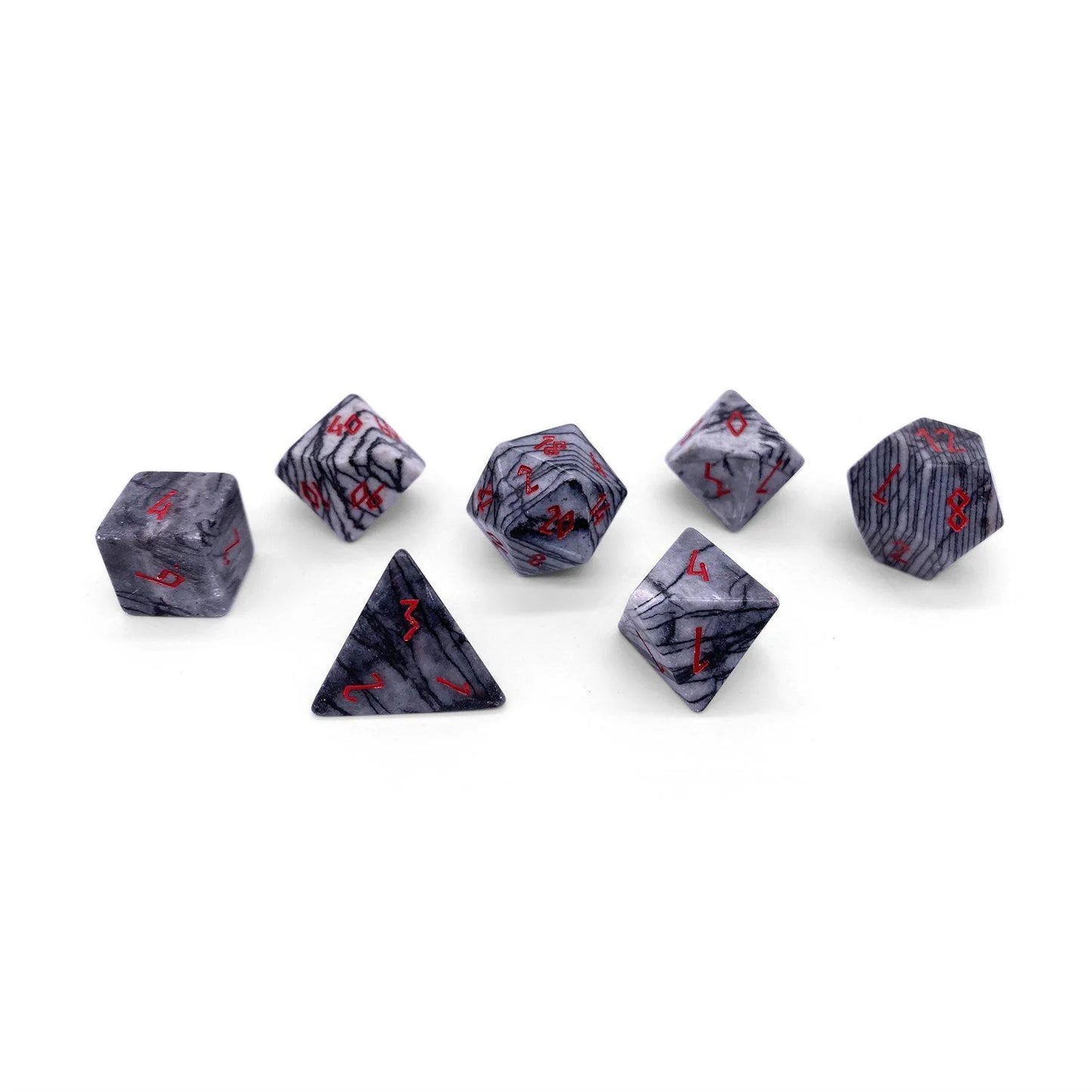 Norse Foundry 7 Die Gemstone RPG Dice Set: Black Network Agate