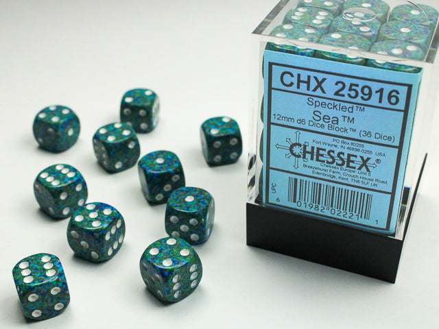 Chessex 12mm d6 Dice Block - Speckled Sea (36 dice)