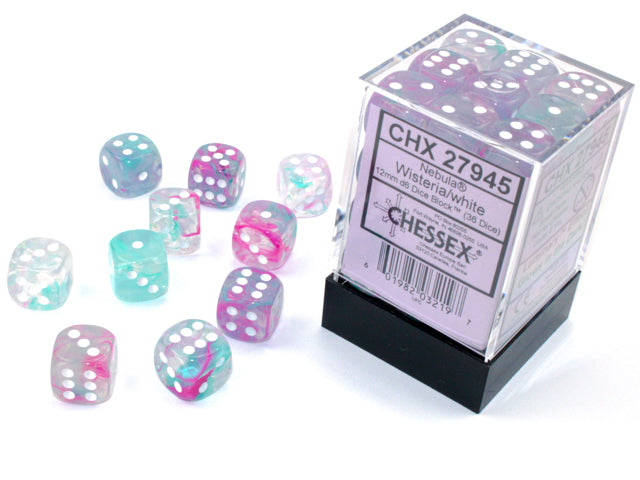 Chessex Nebula: 12MM D6 Wisteria/White (36)