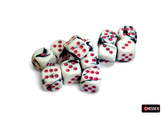 Chessex Gemini: 16MM D6 Black-White/Pink (12)