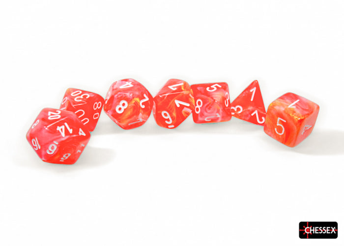 Chessex Dice Festive Dahlia/white Luminary Polyhedral 7-Dice Set