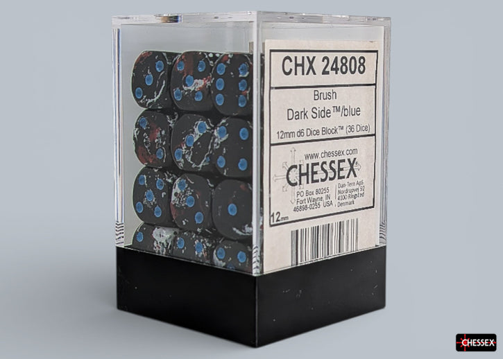 Chessex: Brush Dark Side / Blue 12mm D6 Dice Block (36 Dice)