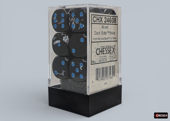Chessex: Brush Dark Side / Blue 16mm D6 Dice Block (12 Dice)