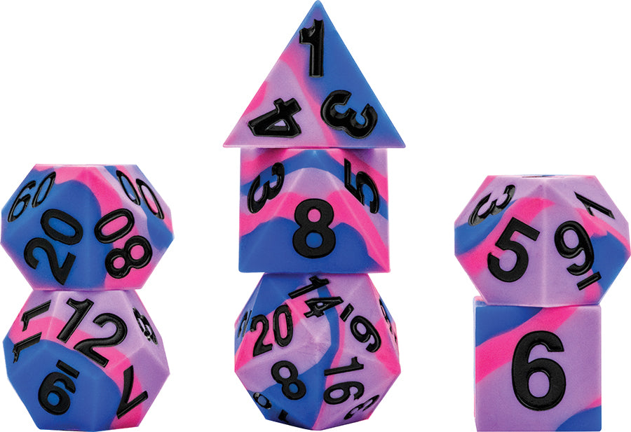 16mm Pride Sharp Edge Silicone Rubber Poly Dice Set: Bisexual (7)