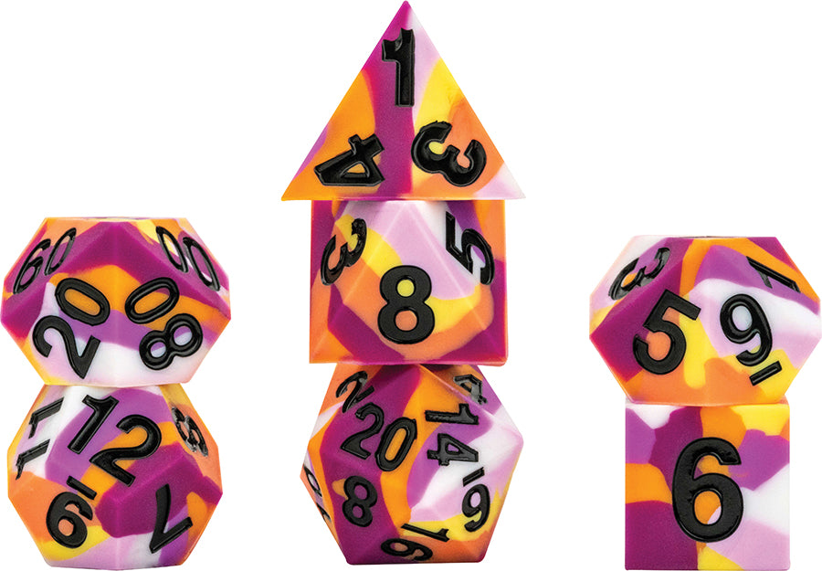 16mm Pride Sharp Edge Silicone Rubber Poly Dice Set: Lesbian (7)