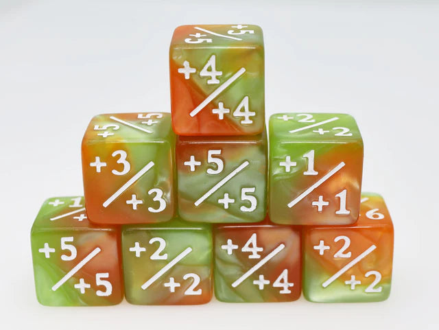 +1/+1 Green & Gold Counters for Magic - Set of 8