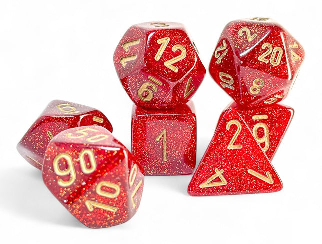 Chessex Mega Dice: Mega-hedral Ruby/Gold 7-Die Set