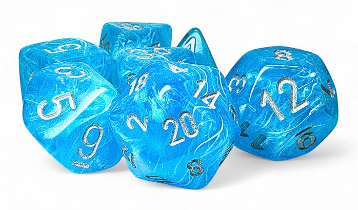 Chessex Mega Dice: Mega-hedral  Sky/Silver 7-Die Set