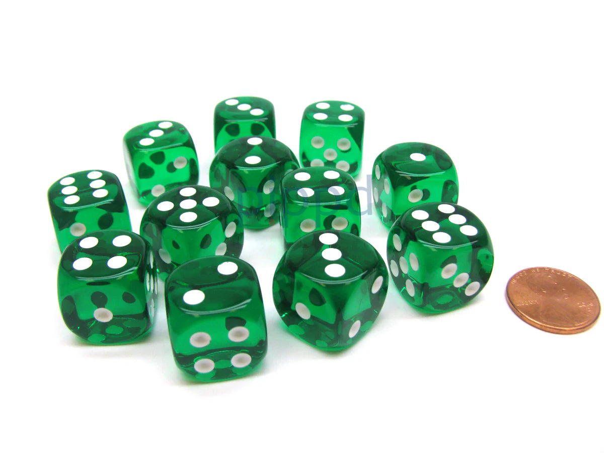 Chessex Translucent: 16MM D6 Green/White (12)