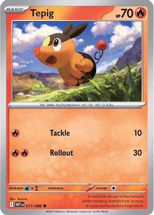 Tepig (011/086) - Holofoil SV White Flare - Common
