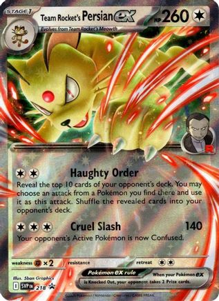 Team Rocket's Persian ex (218) - Holofoil SV Scarlet & Violet Promo Cards - Promo