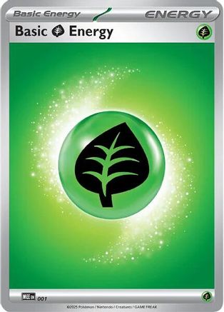 Basic Grass Energy (001) - Reverse Holofoil MEE Mega Evolution Energies - Common