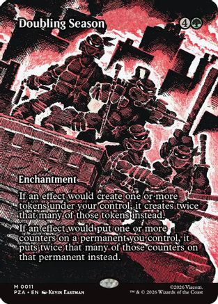 Doubling Season (Borderless) (PZA-011) - Teenage Mutant Ninja Turtles Eternal-Legal Foil