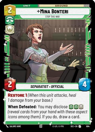Mina Bonteri - Stop This War (Foil) (604) - Secrets of Power Foil