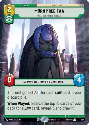 Orn Free Taa - Political Power Broker (Hyperspace Foil) (868) - Secrets of Power Foil