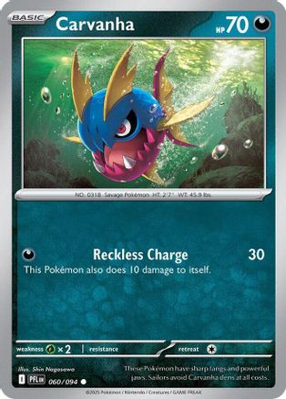 Carvanha (060/094) - Reverse Holofoil ME02 Phantasmal Flames - Common
