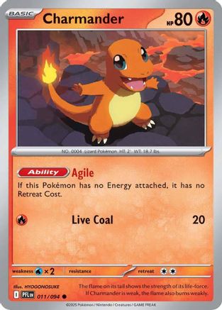 Charmander (011/094) - Reverse Holofoil ME02 Phantasmal Flames - Common