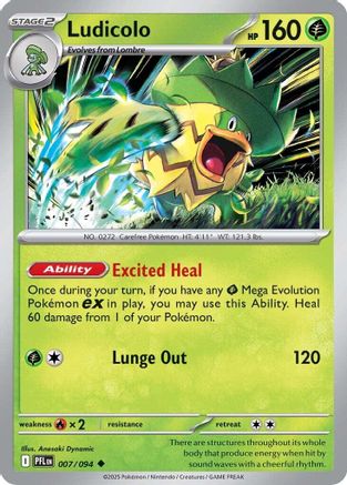 Ludicolo (007/094) - Reverse Holofoil ME02 Phantasmal Flames - Uncommon