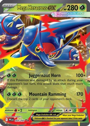 Mega Heracross ex (004/094) - Holofoil ME02 Phantasmal Flames - Double Rare