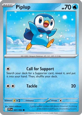 Piplup (027/094) - Reverse Holofoil ME02 Phantasmal Flames - Common