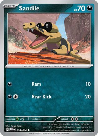 Sandile (064/094) - Reverse Holofoil ME02 Phantasmal Flames - Common