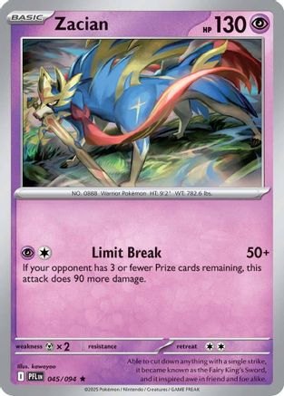 Zacian (045/094) - Holofoil ME02 Phantasmal Flames - Rare