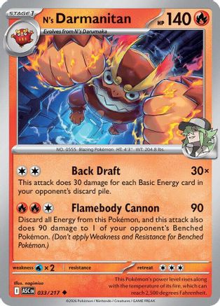 N's Darmanitan (033) - Reverse Holofoil ME Ascended Heroes - Uncommon