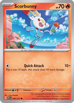 Scorbunny (036/217) - Reverse Holofoil ME Ascended Heroes - Common