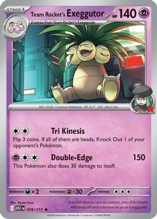 Team Rocket's  exeggutor (078) - Reverse Holofoil ME Ascended Heroes - Rare
