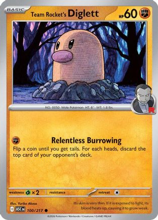 Team Rocket's Diglett (100) - Reverse Holofoil ME Ascended Heroes - Common
