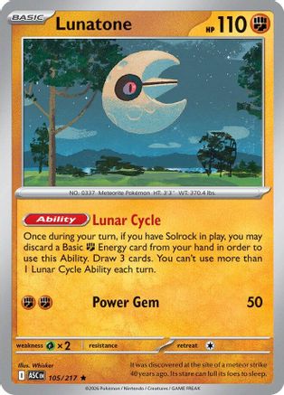 Lunatone (105) - Holofoil ME Ascended Heroes - Rare