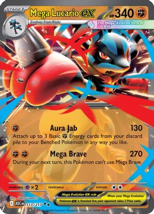Mega Lucario ex (113) - Holofoil ME Ascended Heroes - Double Rare