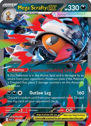 Mega Scrafty ex (135/217) - Holofoil ME Ascended Heroes - Double Rare