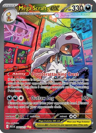 Mega Scrafty ex (285/217) - Holofoil ME Ascended Heroes - Special Illustration Rare