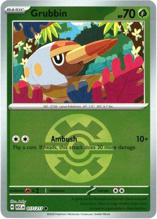 Grubbin (Quick Ball) (017) - Reverse Holofoil ME Ascended Heroes - Common