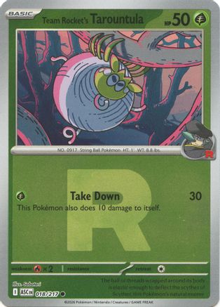 Team Rocket's Tarountula (Team Rocket) (018/217) - Reverse Holofoil ME Ascended Heroes - Common