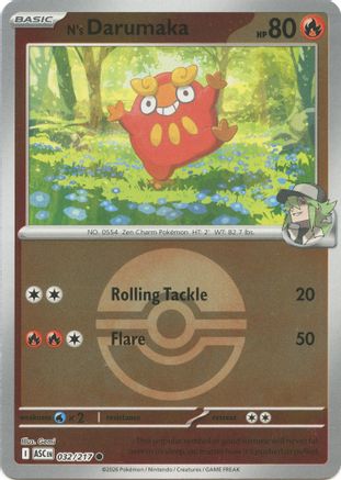 N's Darumaka (Poke Ball) (032/217) - Reverse Holofoil ME Ascended Heroes - Common