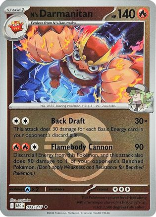 N's Darmanitan (Poke Ball) (033) - Reverse Holofoil ME Ascended Heroes - Uncommon