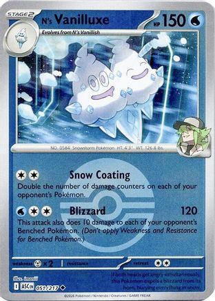 N's Vanilluxe (Poke Ball) (051/217) - Reverse Holofoil ME Ascended Heroes - Uncommon
