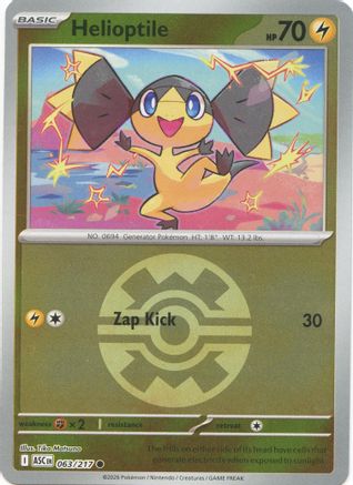 Helioptile (Quick Ball) (063/217) - Reverse Holofoil ME Ascended Heroes - Common