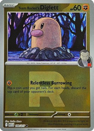 Team Rocket's Diglett (Team Rocket) (100) - Reverse Holofoil ME Ascended Heroes - Common