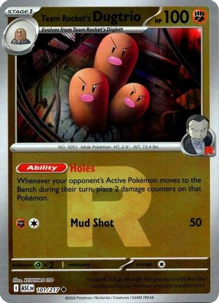 Team Rocket's Dugtrio (Team Rocket) (101/217) - Reverse Holofoil ME Ascended Heroes - Uncommon