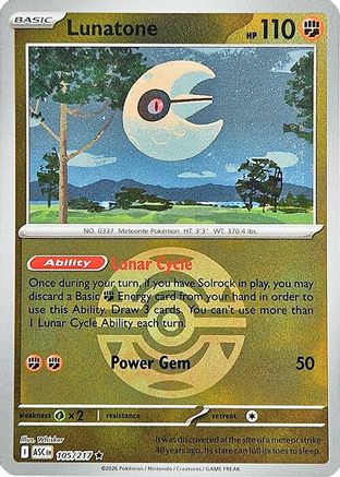 Lunatone (Dusk Ball) (105/217) - Reverse Holofoil ME Ascended Heroes - Rare