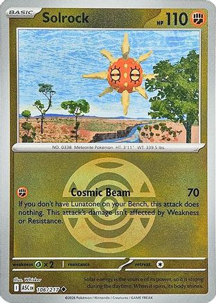 Solrock (Dusk Ball) (106/217) - Reverse Holofoil ME Ascended Heroes - Uncommon