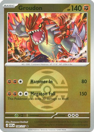 Groudon (Dusk Ball) (108/217) - Reverse Holofoil ME Ascended Heroes - Rare